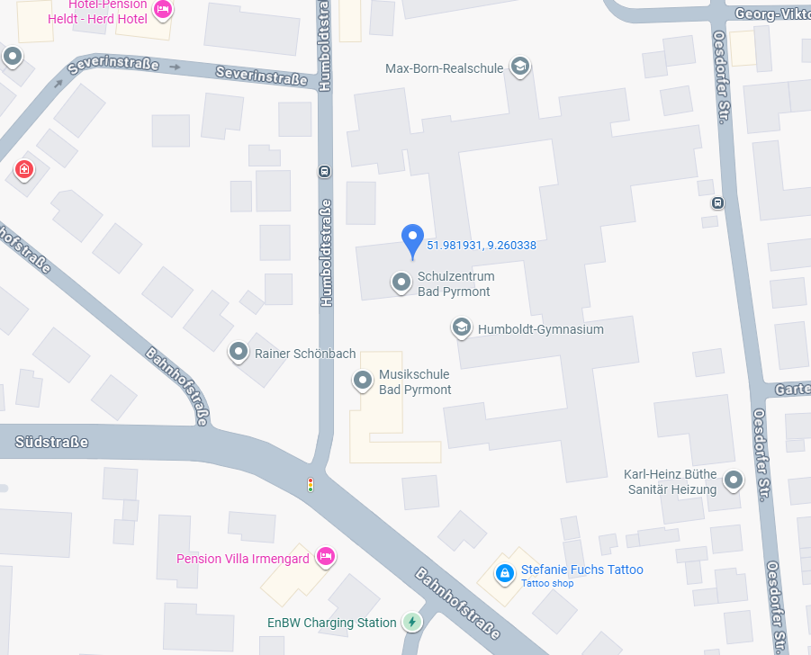 Standortkarte - Turnhalle Humboldtstraße Bad Pyrmont